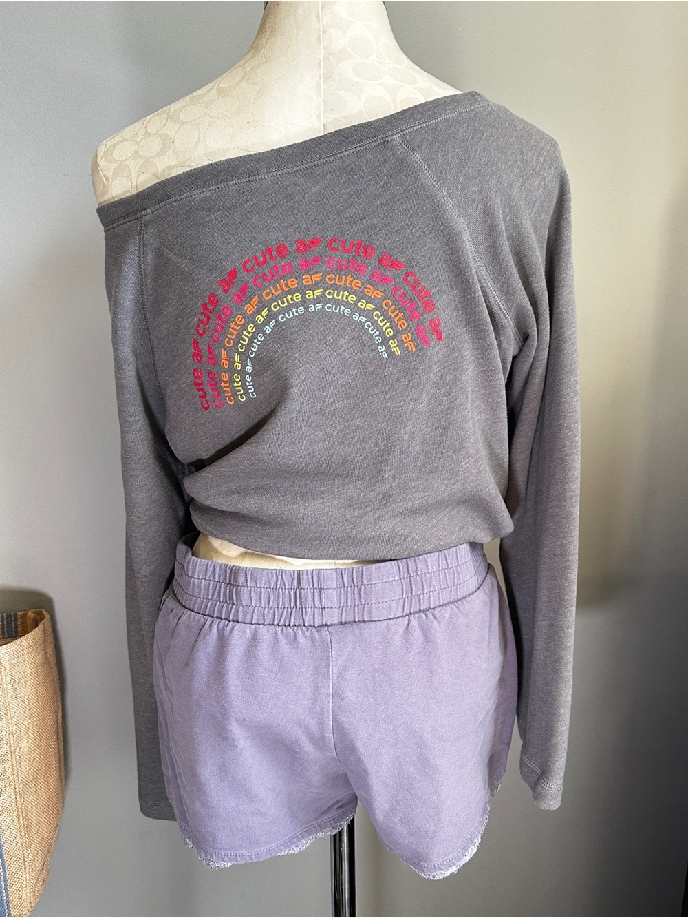 Fabletics Isabel French Terry Wide Sleeve Pullover Cozy Crop - M - Grey Heather